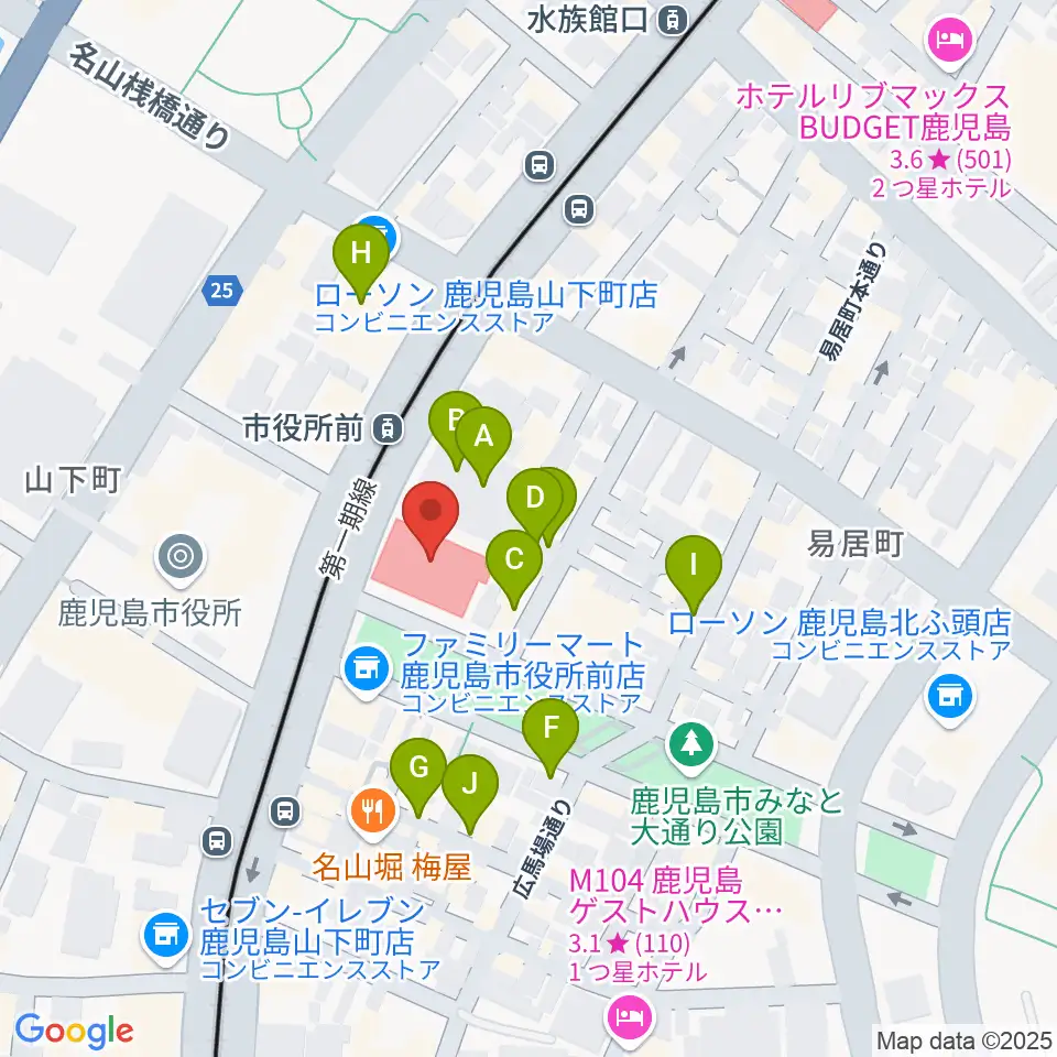 かごしま文化情報センターKCIC周辺の駐車場・コインパーキング一覧地図