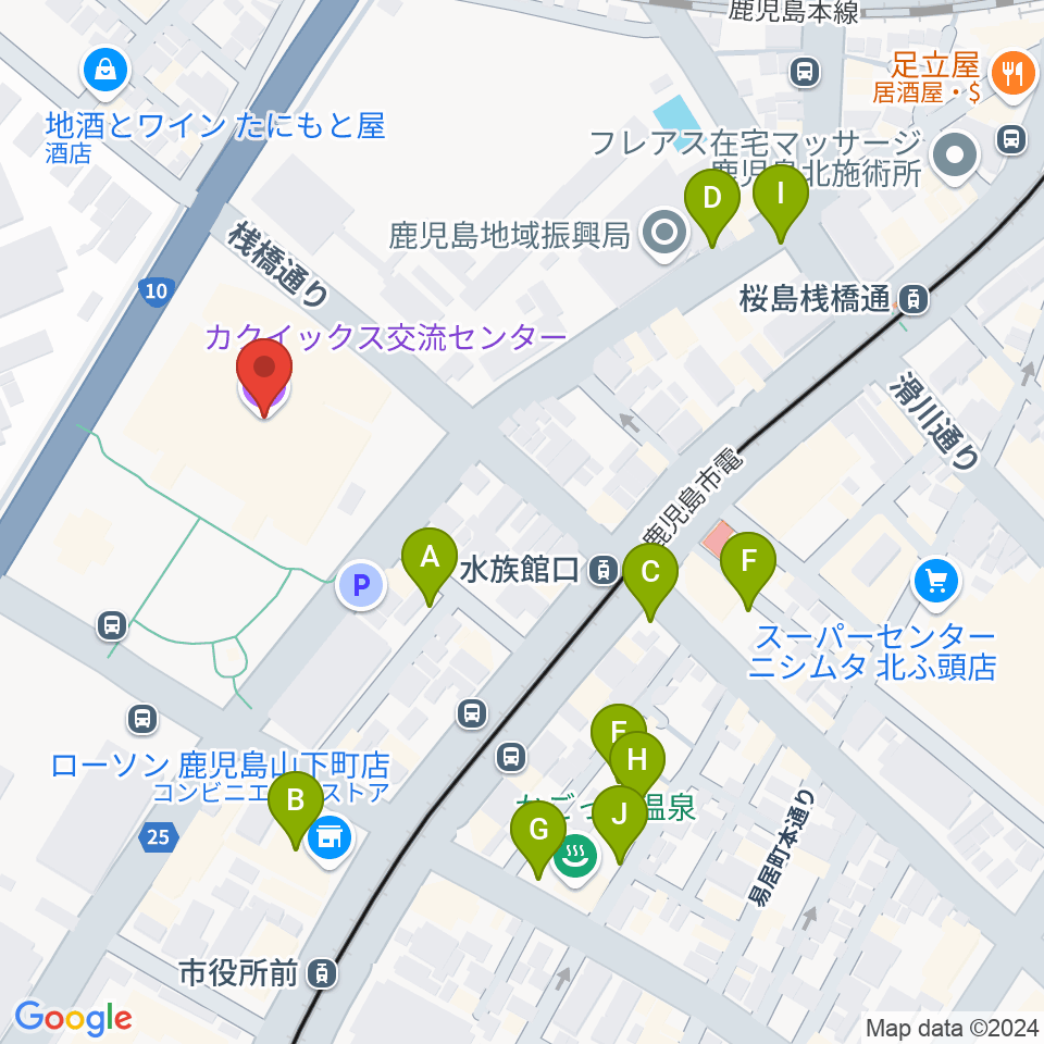 カクイックス交流センター周辺の駐車場・コインパーキング一覧地図