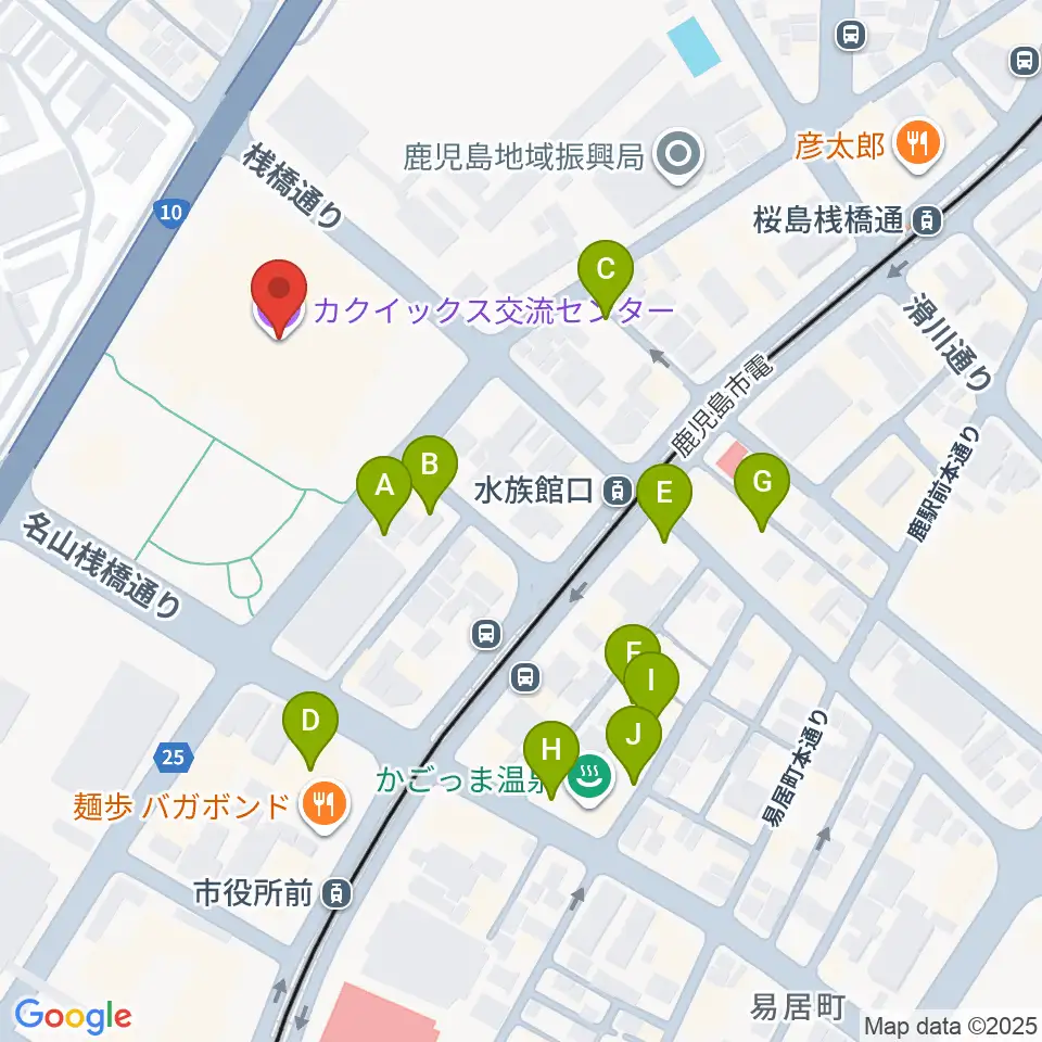 カクイックス交流センター周辺の駐車場・コインパーキング一覧地図