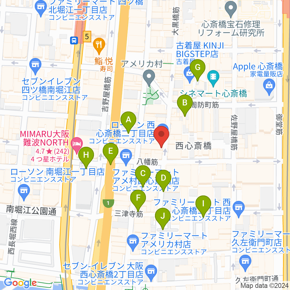 心斎橋BRONZE周辺の駐車場・コインパーキング一覧地図