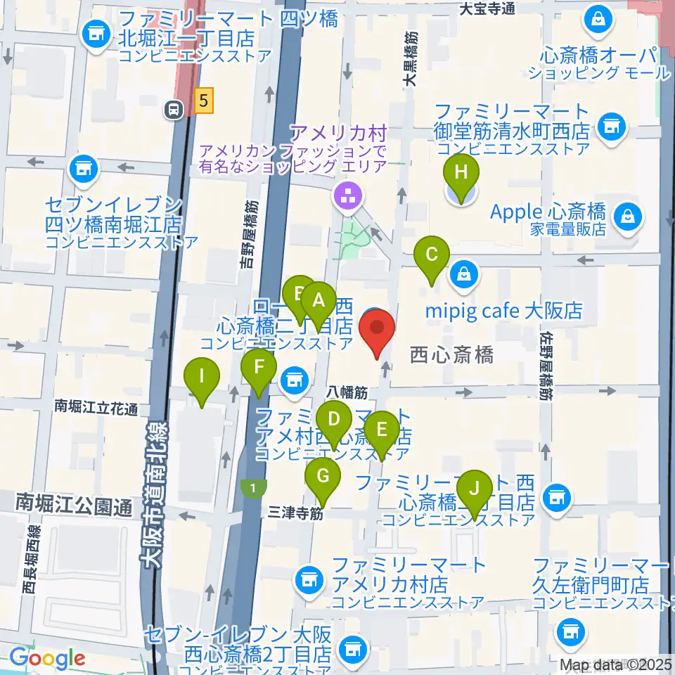 心斎橋BRONZE周辺の駐車場・コインパーキング一覧地図