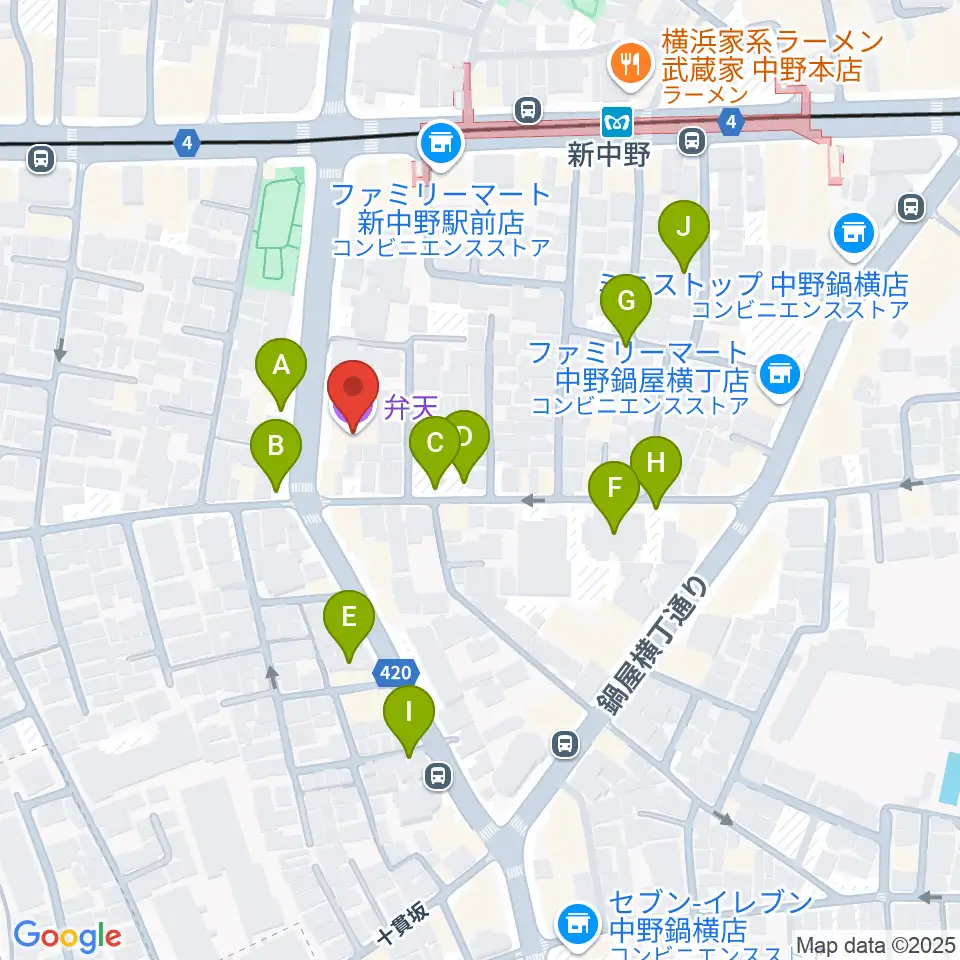 弁天周辺の駐車場・コインパーキング一覧地図