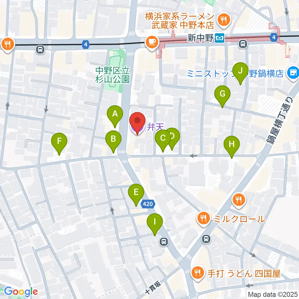 弁天周辺の駐車場・コインパーキング一覧地図