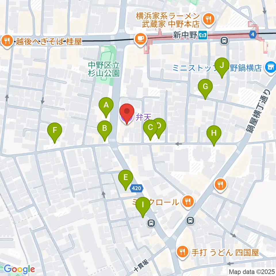 弁天周辺の駐車場・コインパーキング一覧地図