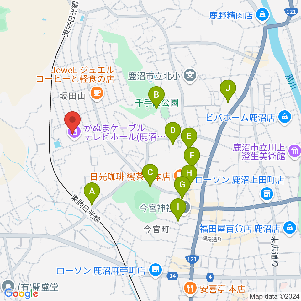 かぬまケーブルテレビホール 鹿沼市民文化センター周辺の駐車場・コインパーキング一覧地図