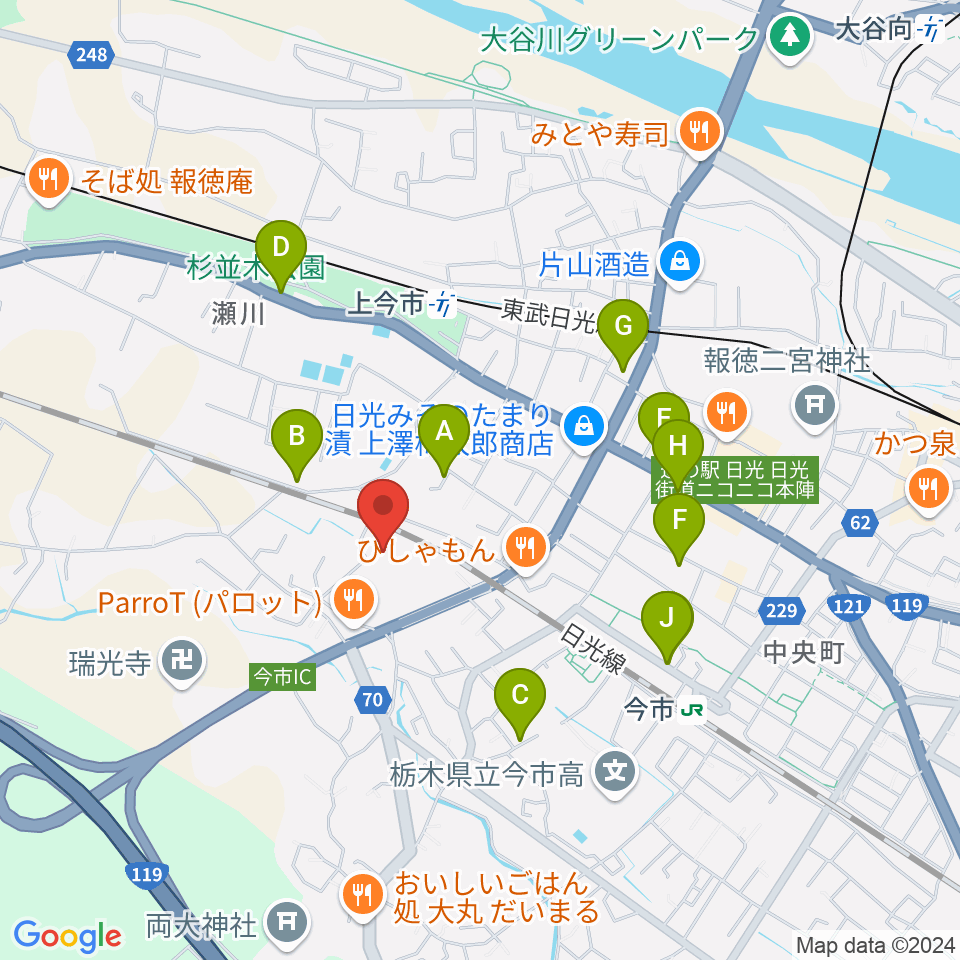 日光市今市文化会館周辺の駐車場・コインパーキング一覧地図