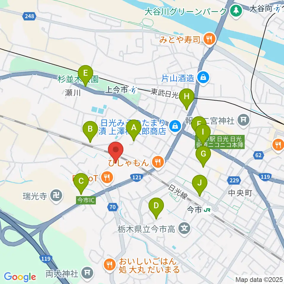 日光市今市文化会館周辺の駐車場・コインパーキング一覧地図