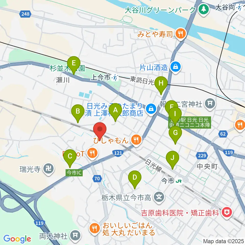 日光市今市文化会館周辺の駐車場・コインパーキング一覧地図
