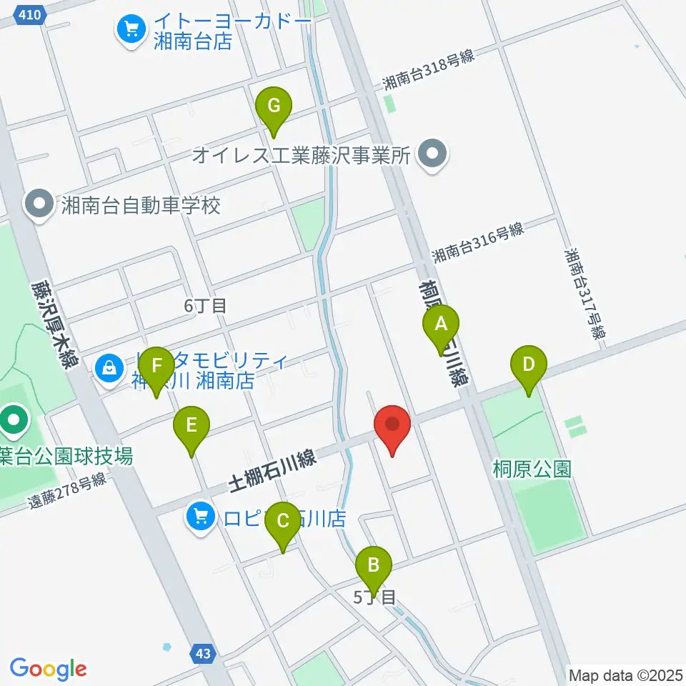 富士楽器 湘南台ショールーム周辺の駐車場・コインパーキング一覧地図