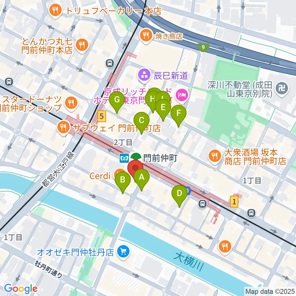 八重洲ピアノ社 門前仲町センター周辺の駐車場・コインパーキング一覧地図
