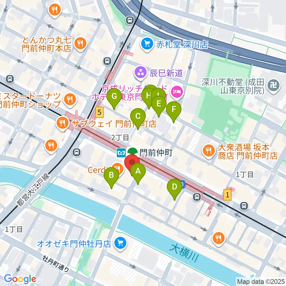 八重洲ピアノ社 門前仲町センター周辺の駐車場・コインパーキング一覧地図