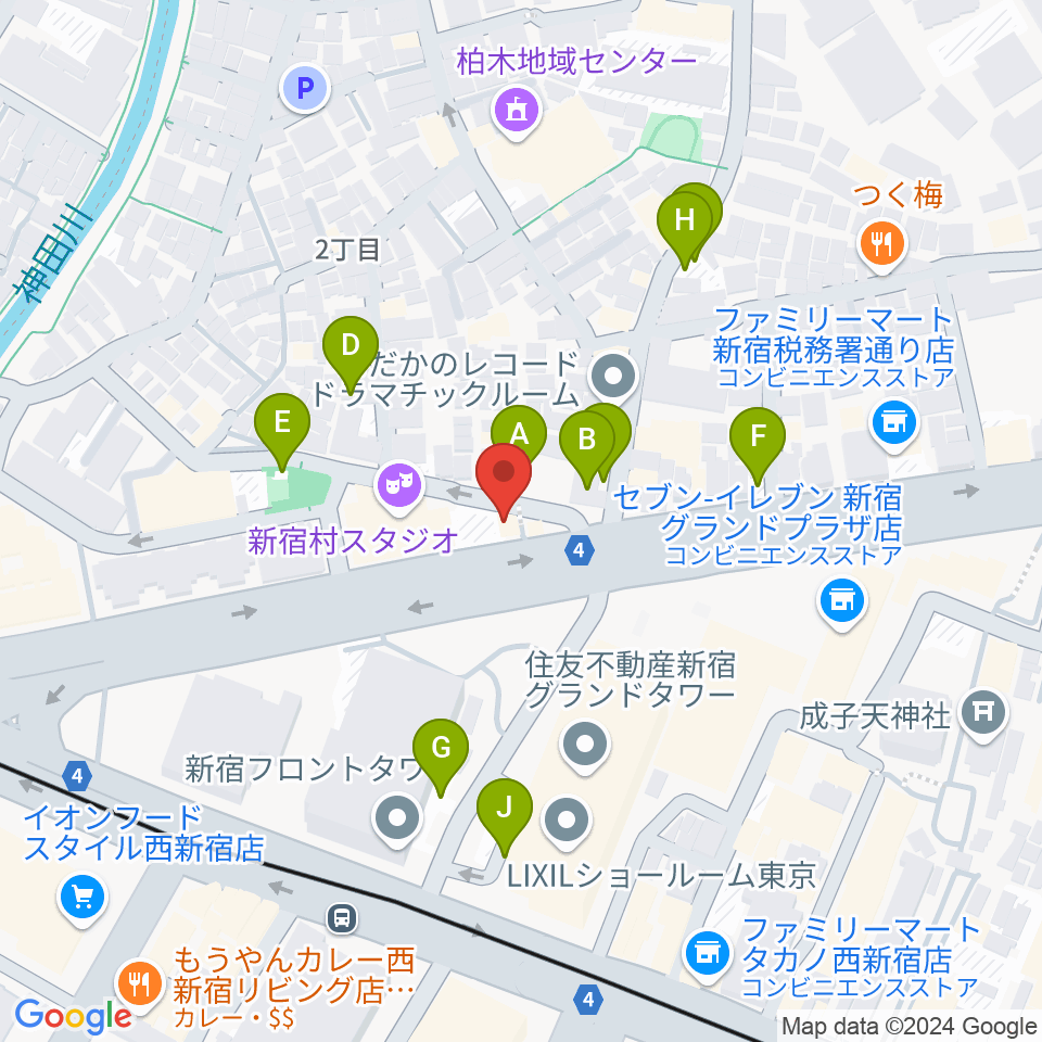 新宿村LIVE周辺の駐車場・コインパーキング一覧地図