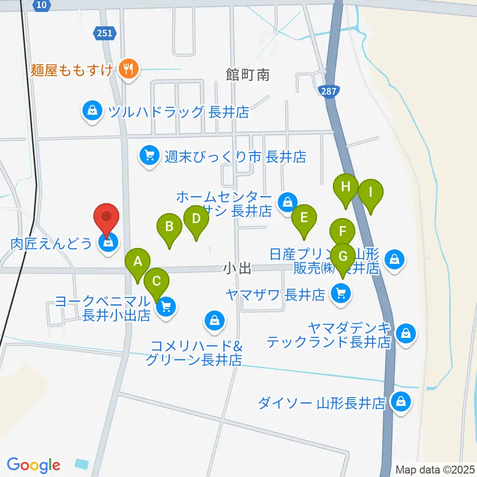 音楽アズム舘 長井本店周辺の駐車場・コインパーキング一覧地図