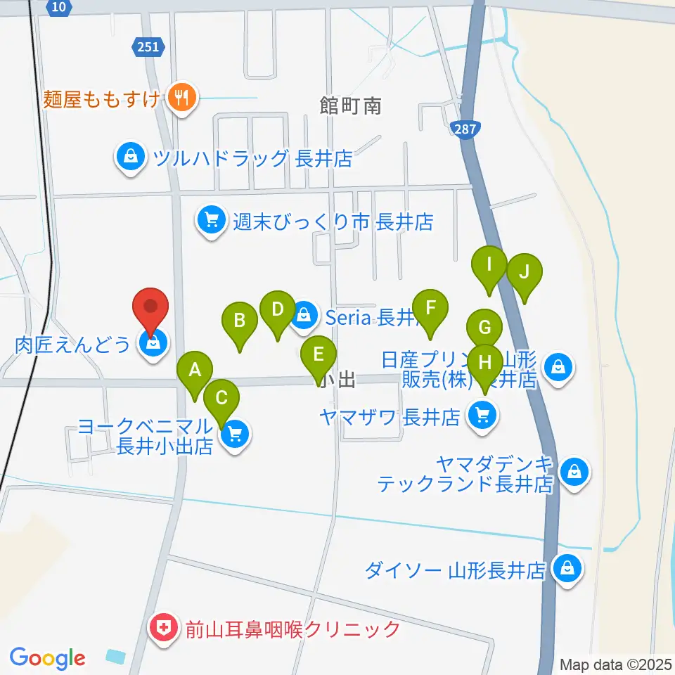 音楽アズム舘 長井本店周辺の駐車場・コインパーキング一覧地図