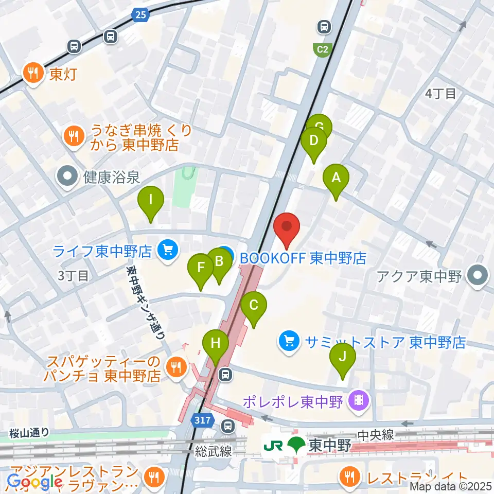アバロンミュージックスクール東中野校周辺の駐車場・コインパーキング一覧地図