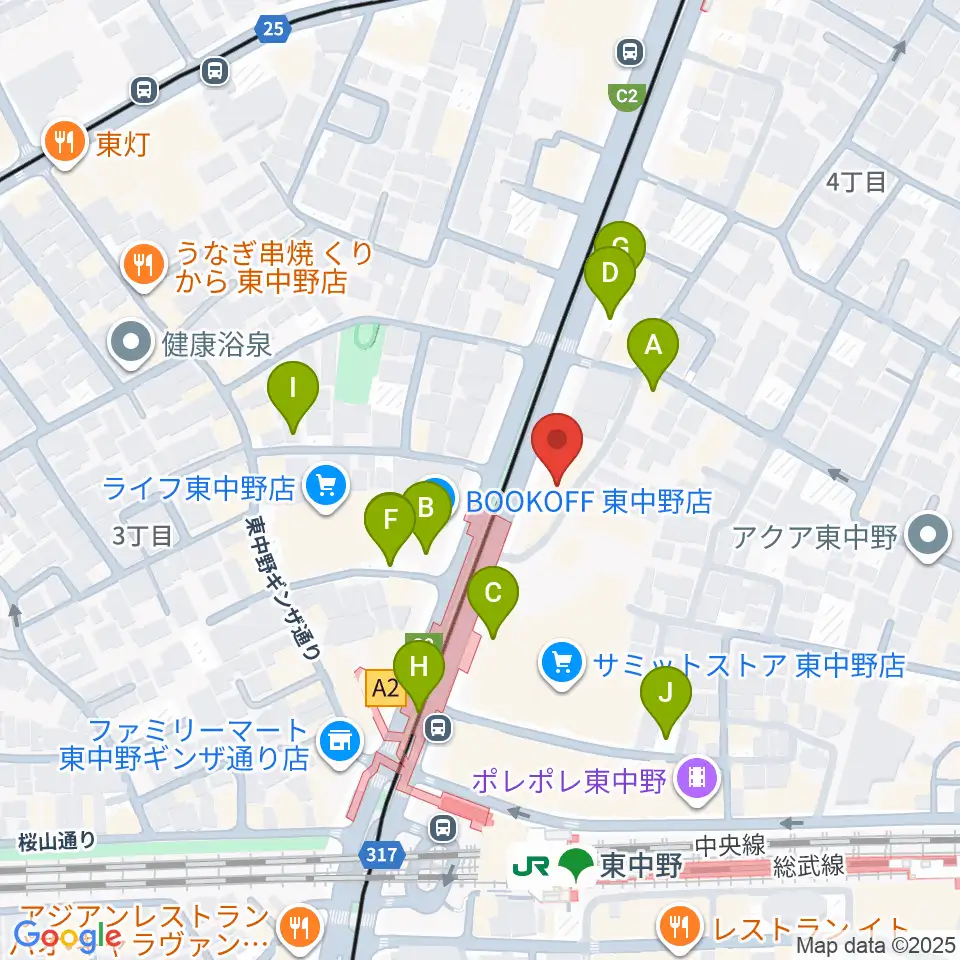 アバロンミュージックスクール東中野校周辺の駐車場・コインパーキング一覧地図