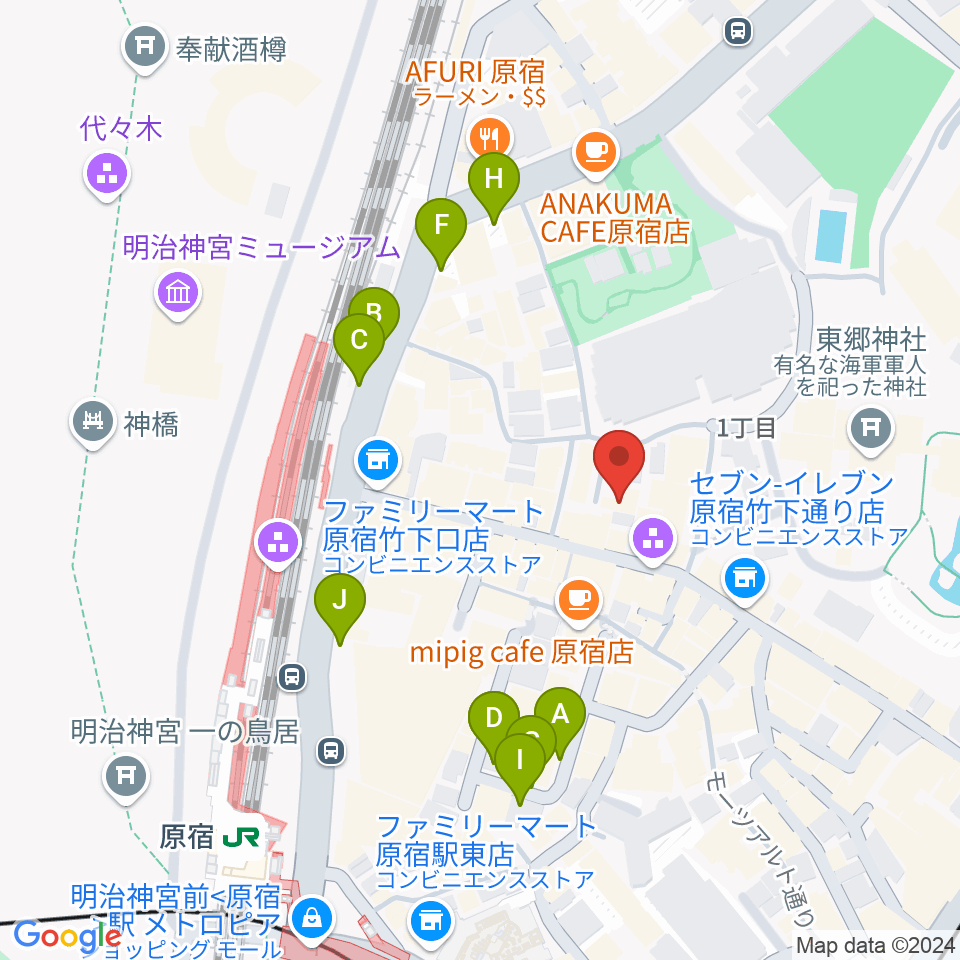 原宿ストロボカフェ周辺の駐車場・コインパーキング一覧地図