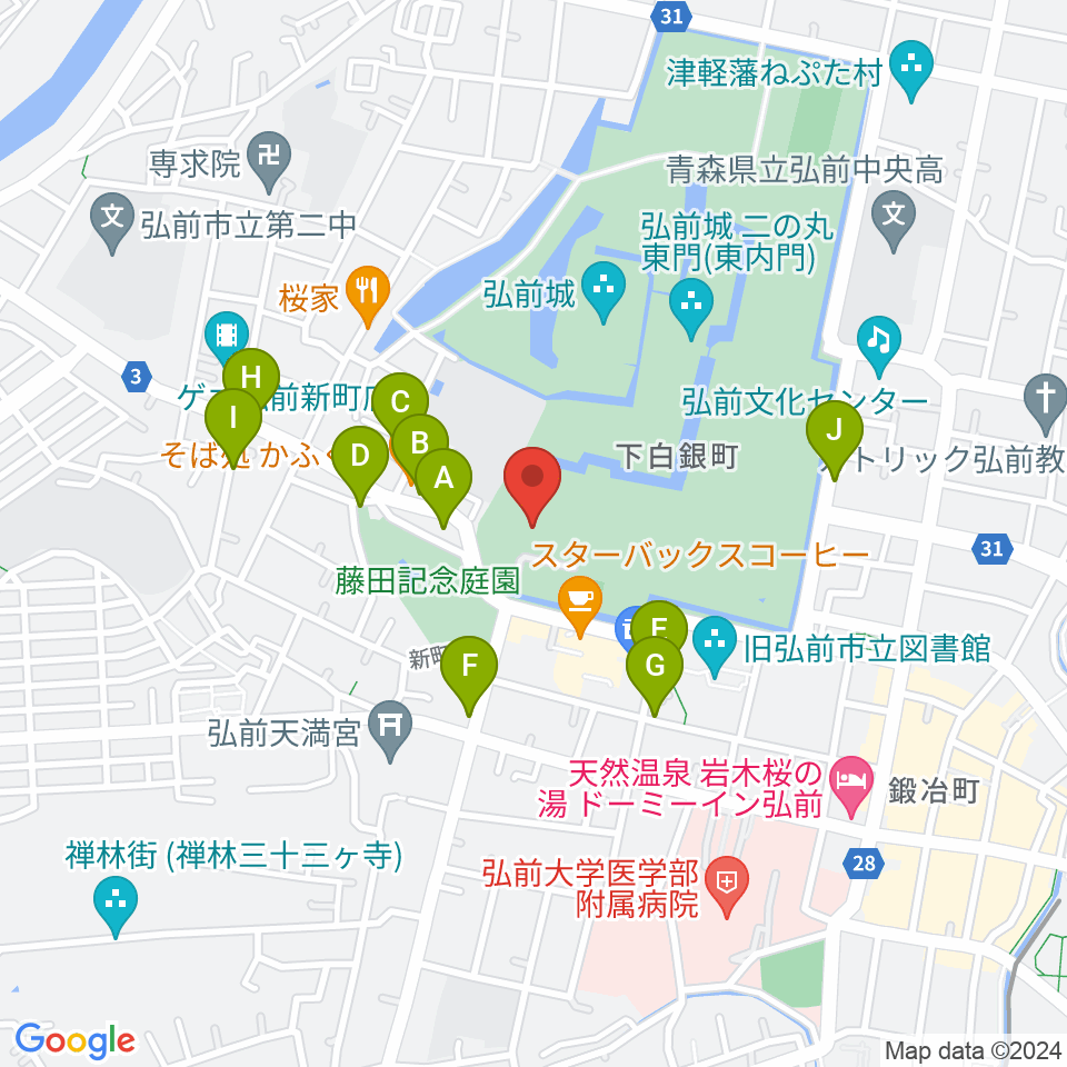 弘前市民会館周辺の駐車場・コインパーキング一覧地図