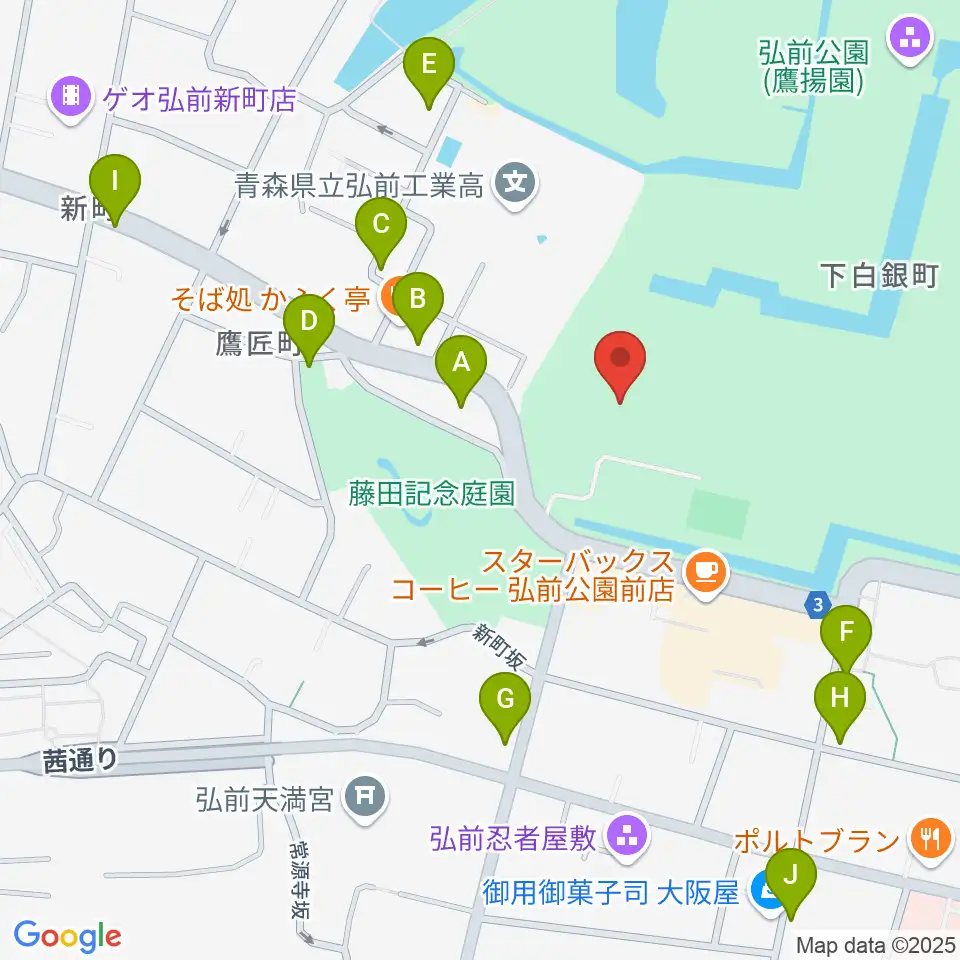 弘前市民会館周辺の駐車場・コインパーキング一覧地図