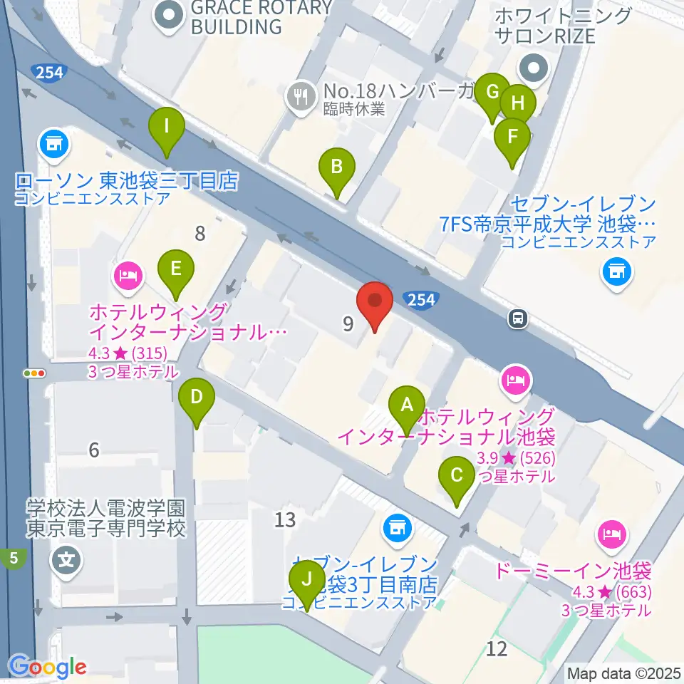 コアミュージックスクール 池袋校周辺の駐車場・コインパーキング一覧地図
