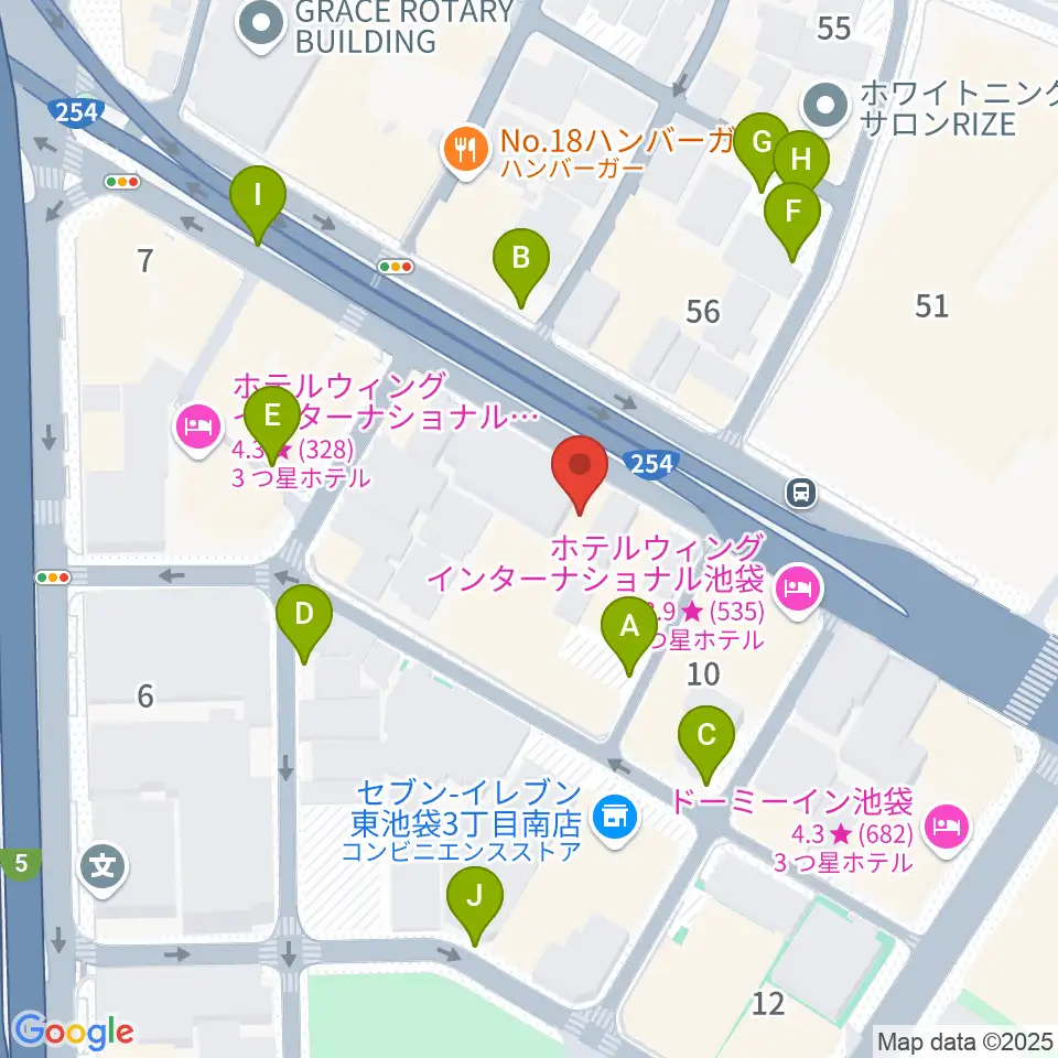 コアミュージックスクール 池袋校周辺の駐車場・コインパーキング一覧地図