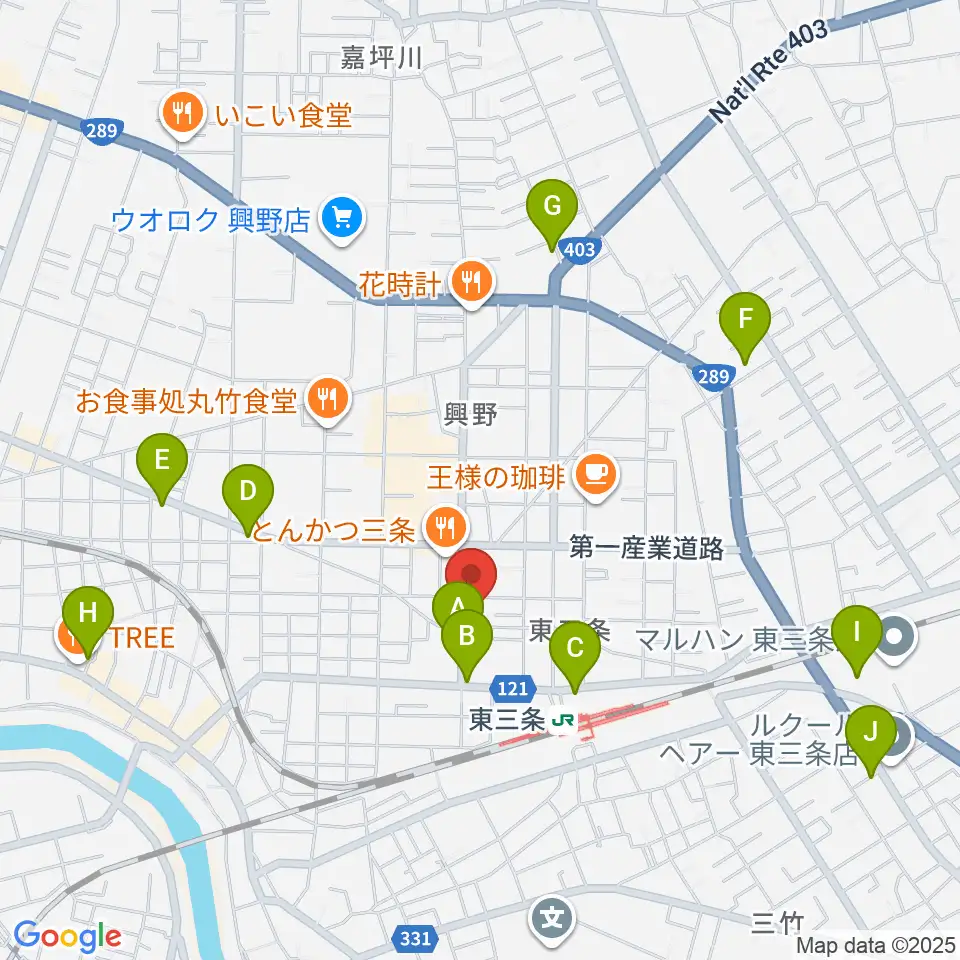 わたじん楽器 三条店周辺の駐車場・コインパーキング一覧地図