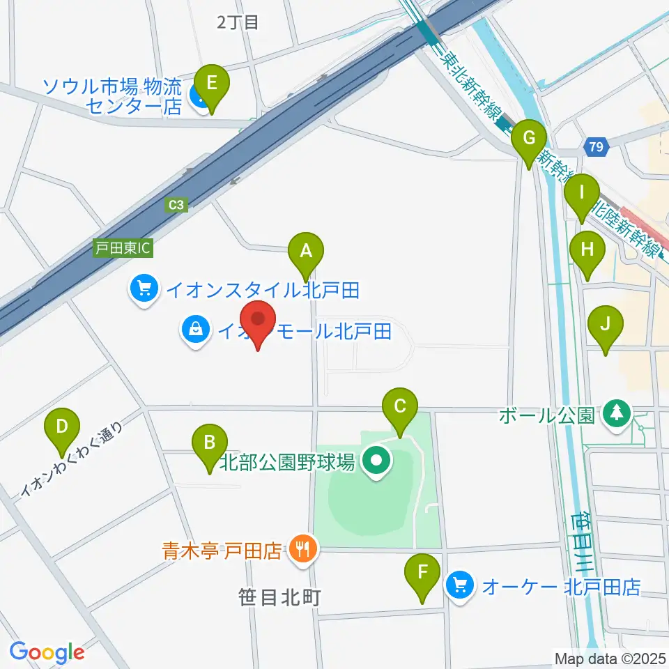 山野楽器 イオンモール北戸田店周辺の駐車場・コインパーキング一覧地図