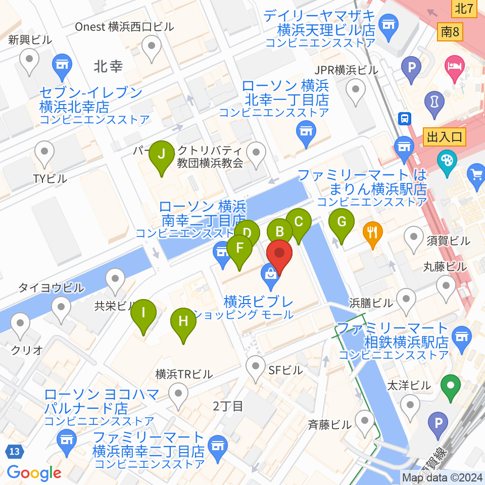 タワーレコード横浜ビブレ店周辺の駐車場・コインパーキング一覧地図