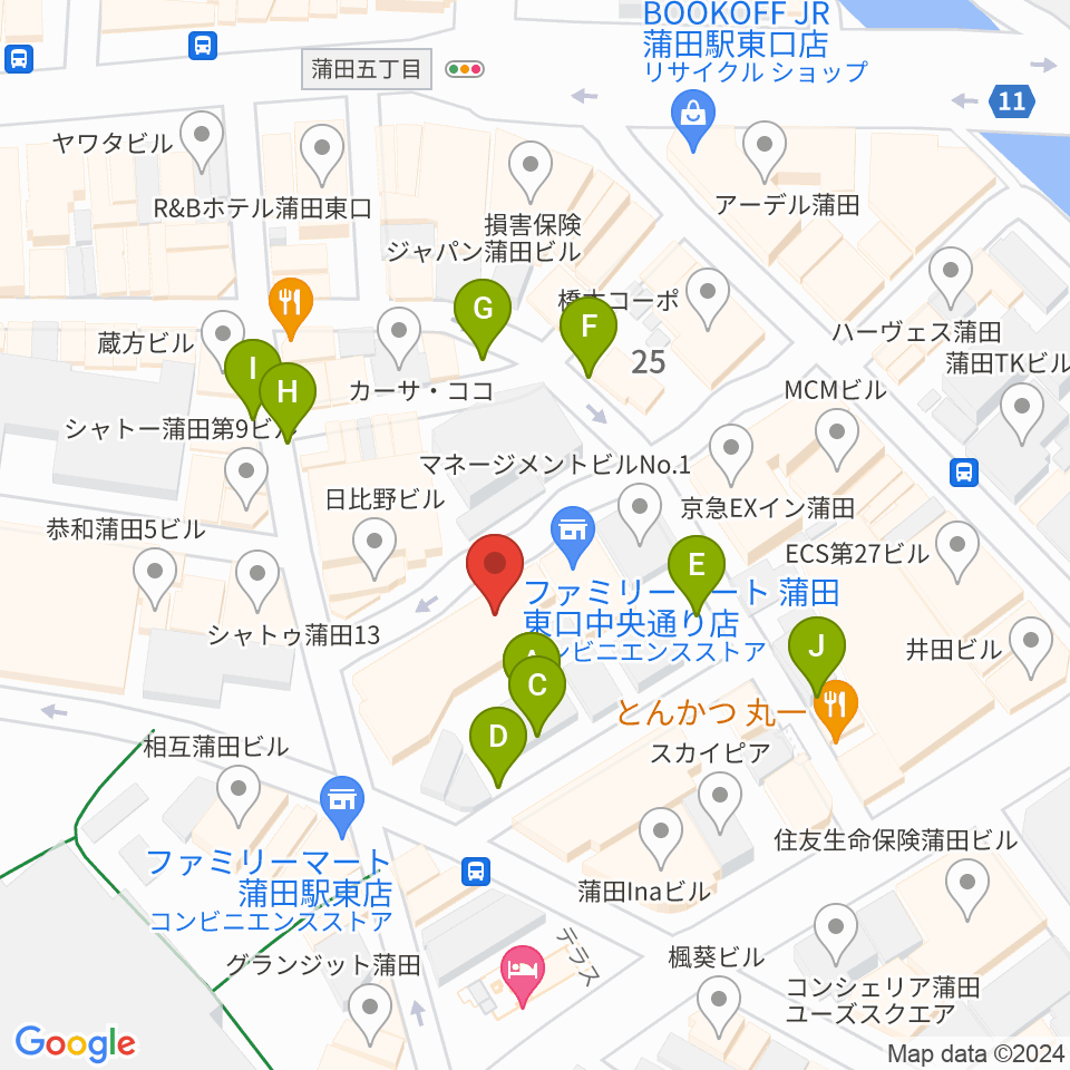 ジェイコブ音楽教室周辺の駐車場・コインパーキング一覧地図