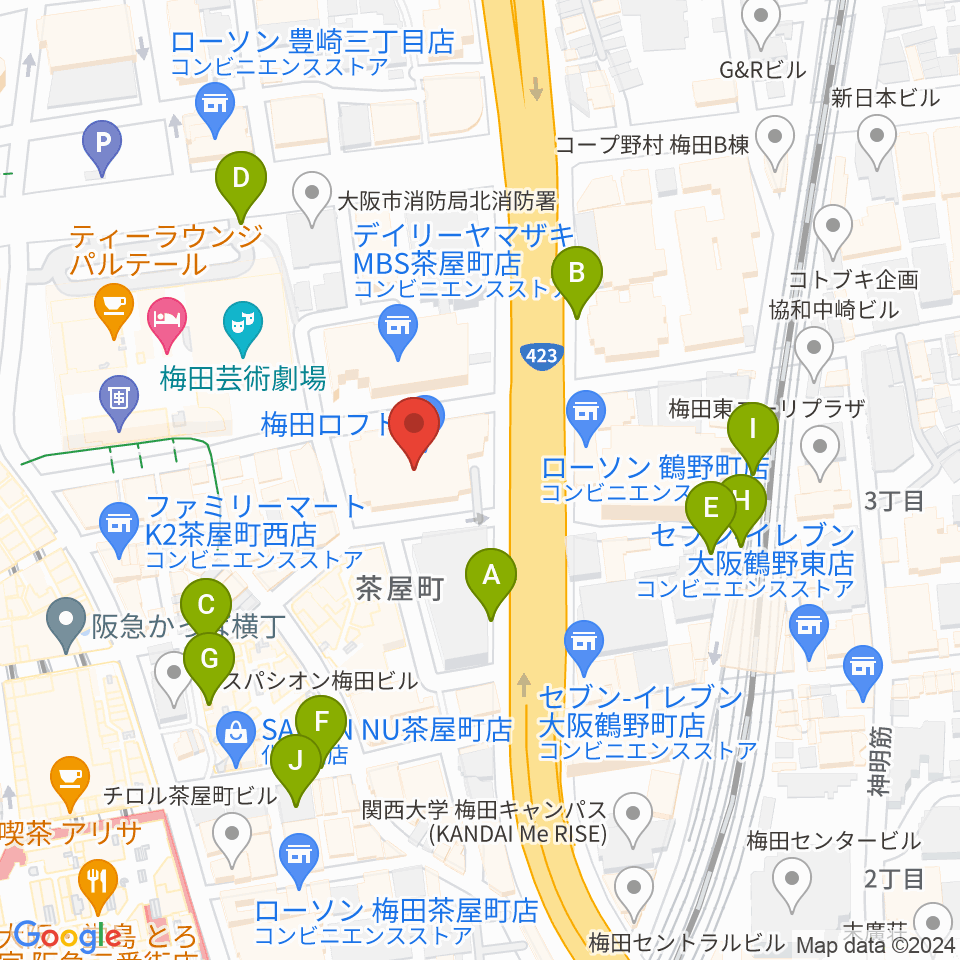 島村楽器 梅田ロフト店周辺の駐車場・コインパーキング一覧地図