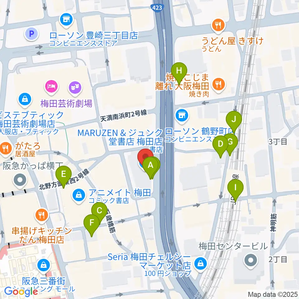 島村楽器 梅田茶屋町店周辺の駐車場・コインパーキング一覧地図