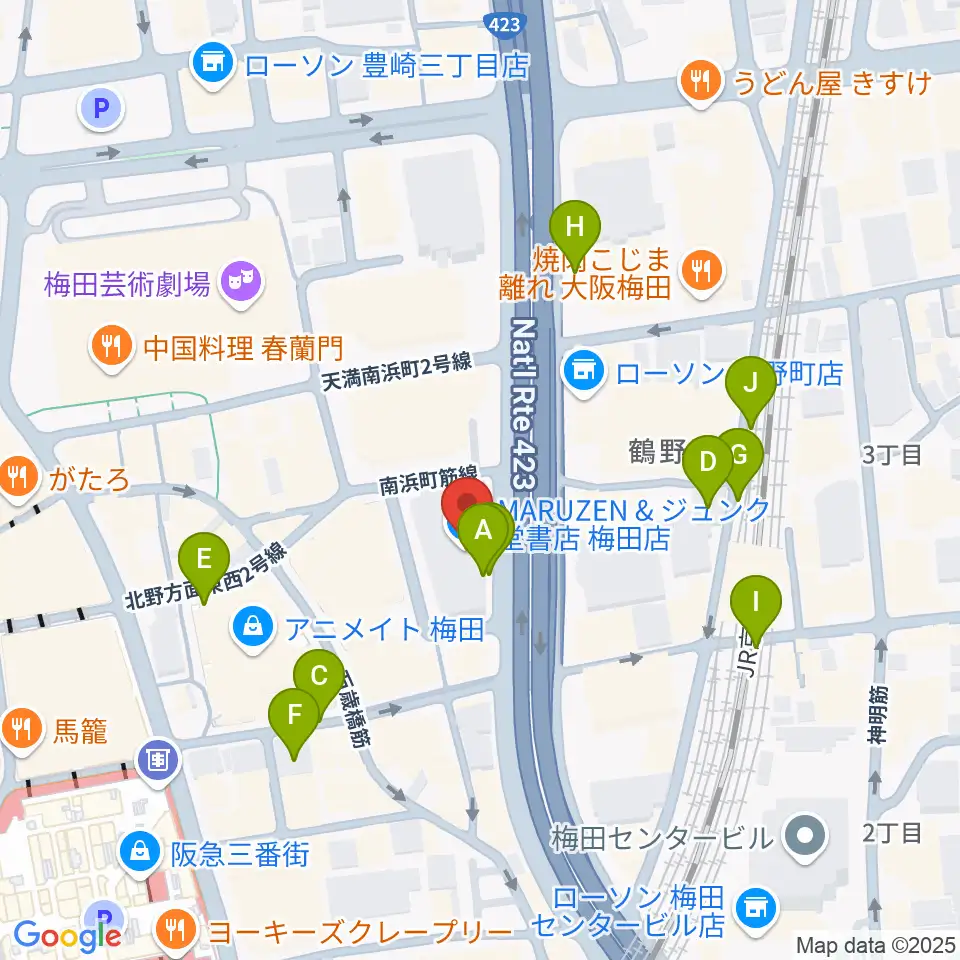島村楽器 梅田茶屋町店周辺の駐車場・コインパーキング一覧地図