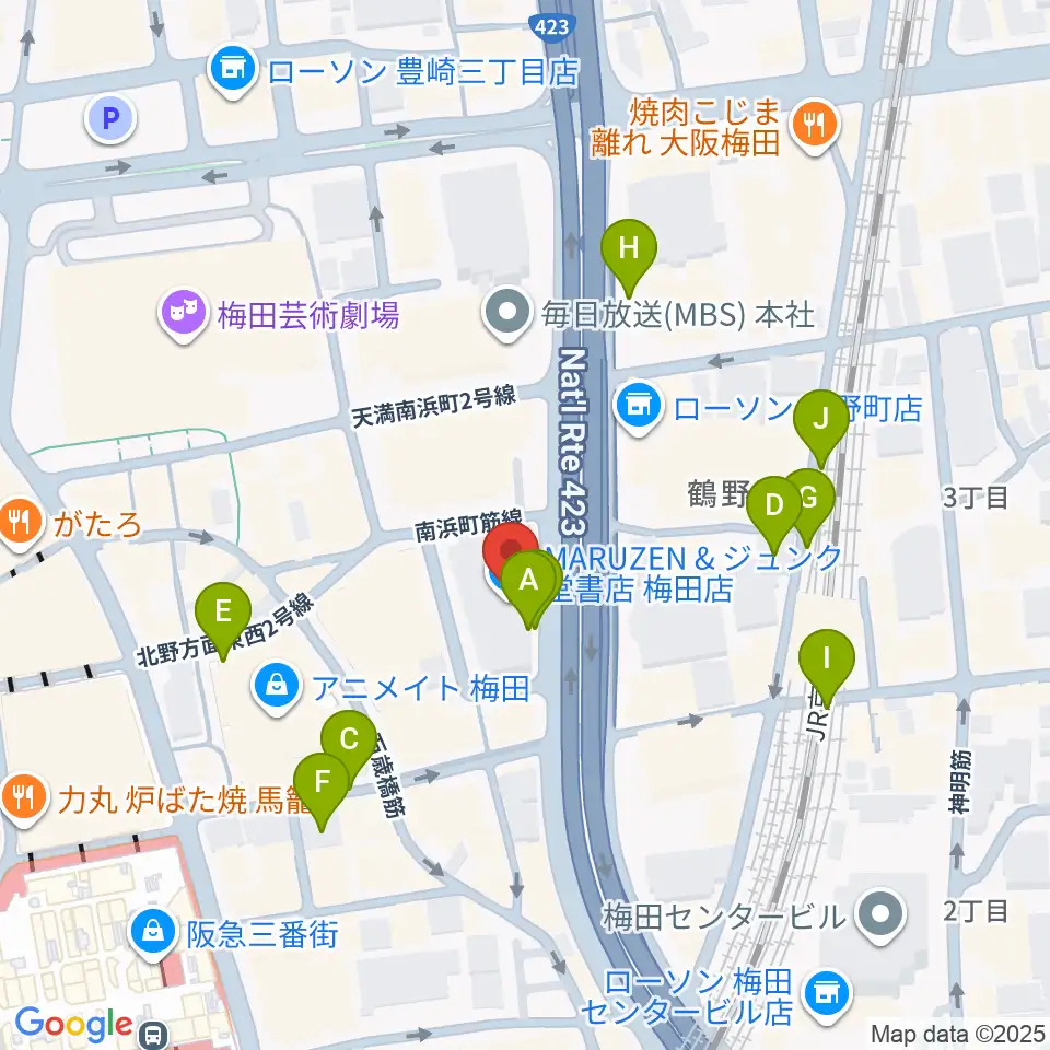 島村楽器 梅田茶屋町店周辺の駐車場・コインパーキング一覧地図