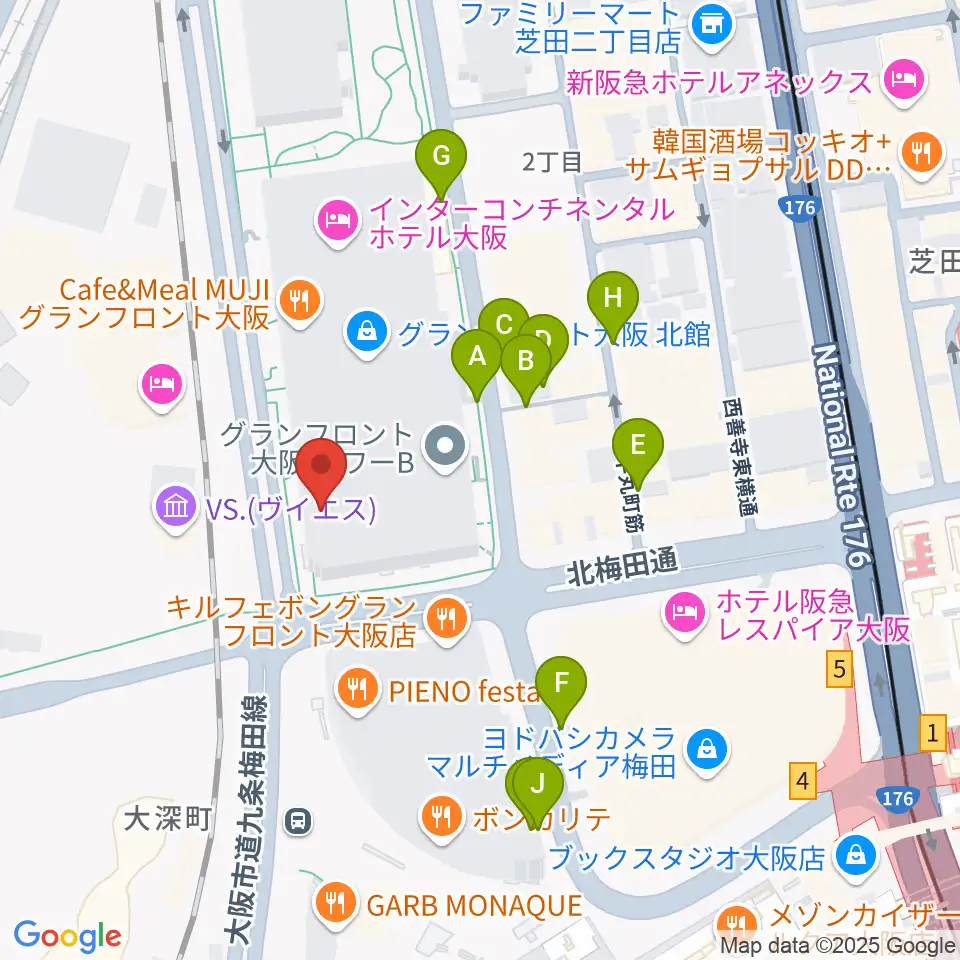 島村楽器 グランフロント大阪周辺の駐車場・コインパーキング一覧地図