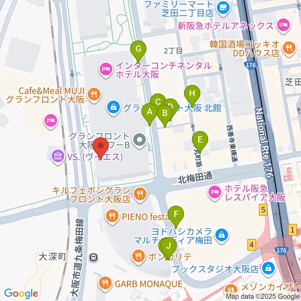 島村楽器 グランフロント大阪周辺の駐車場・コインパーキング一覧地図