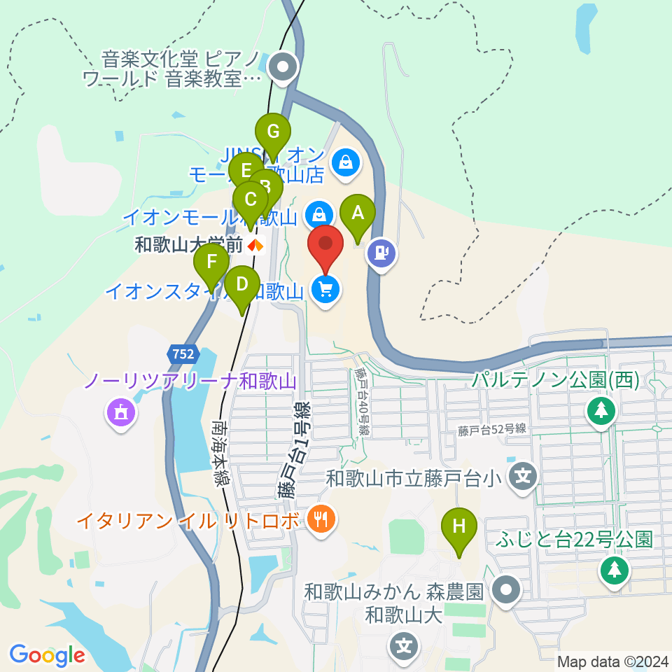 島村楽器 イオンモール和歌山店周辺の駐車場・コインパーキング一覧地図