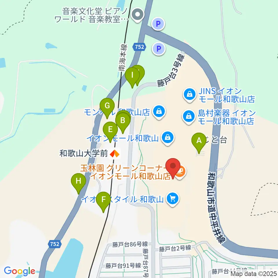 島村楽器 イオンモール和歌山店周辺の駐車場・コインパーキング一覧地図