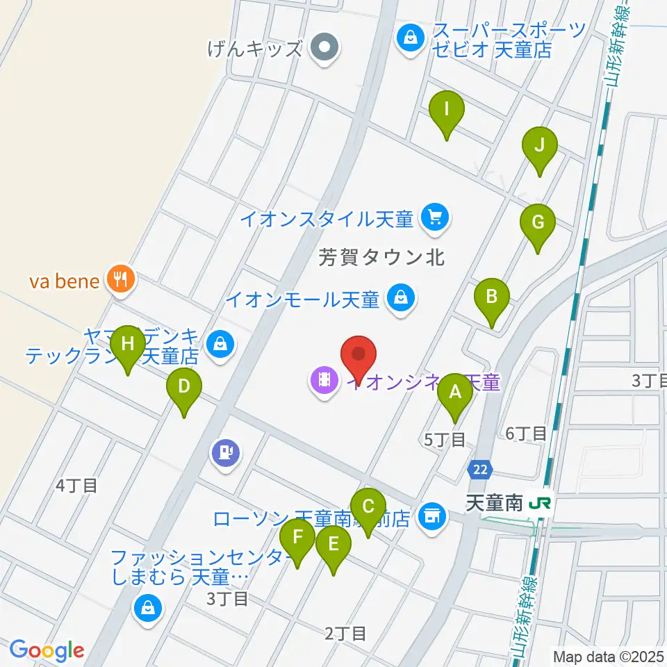 島村楽器 イオンモール天童店周辺の駐車場・コインパーキング一覧地図