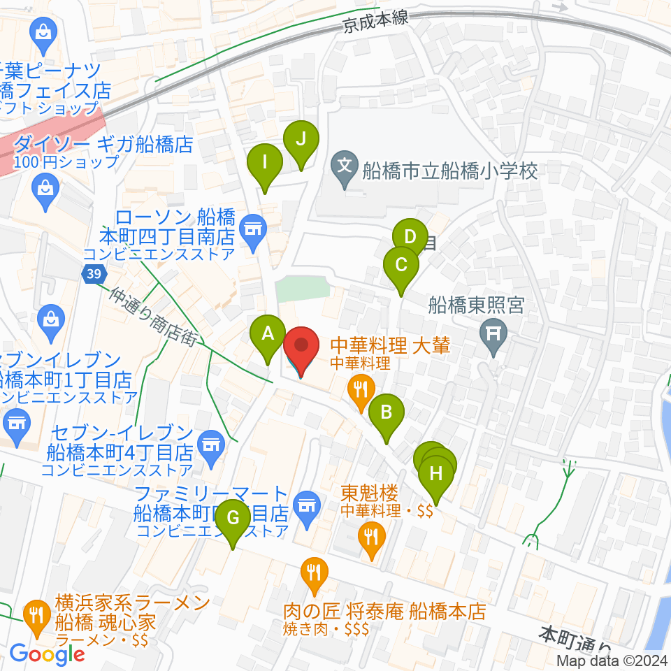 船橋市勤労市民センター周辺の駐車場・コインパーキング一覧地図