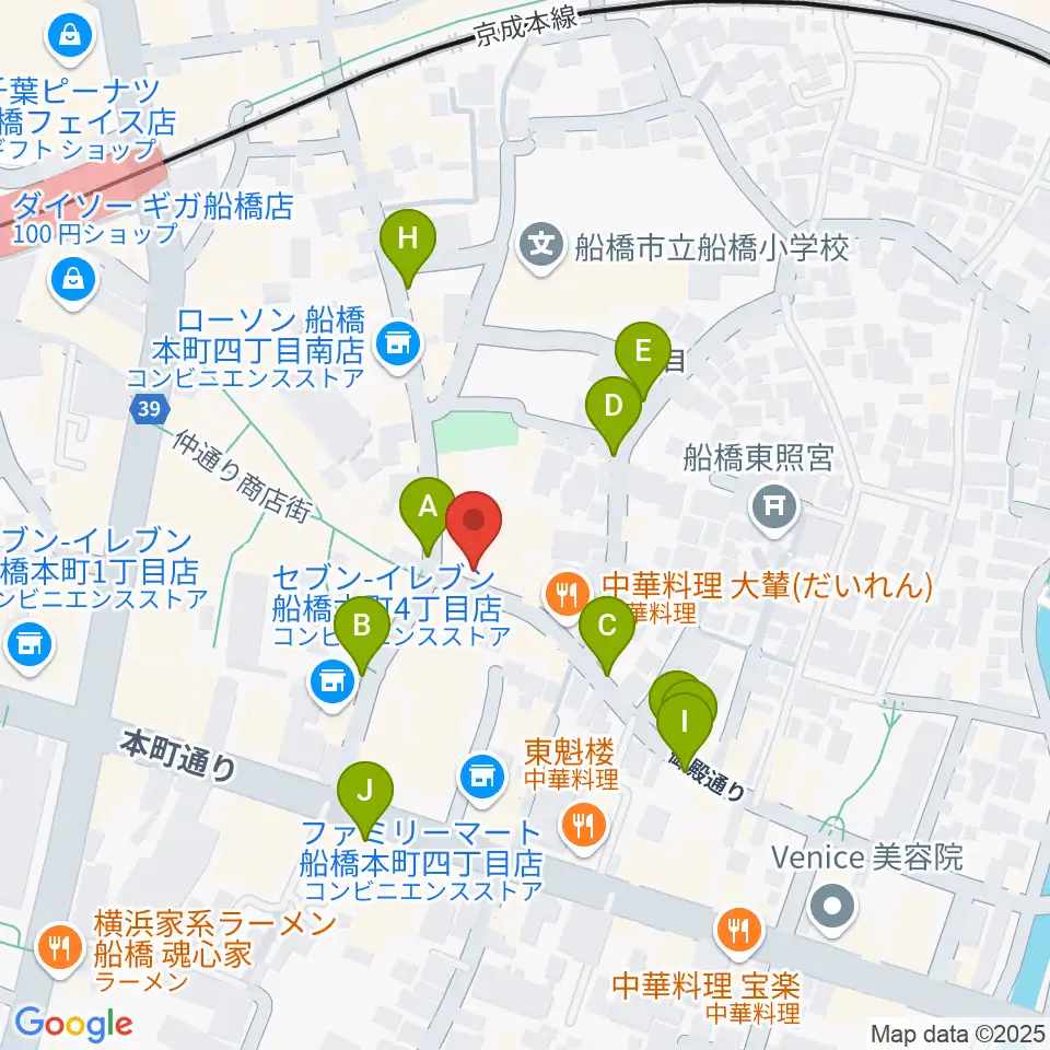 船橋市勤労市民センター周辺の駐車場・コインパーキング一覧地図