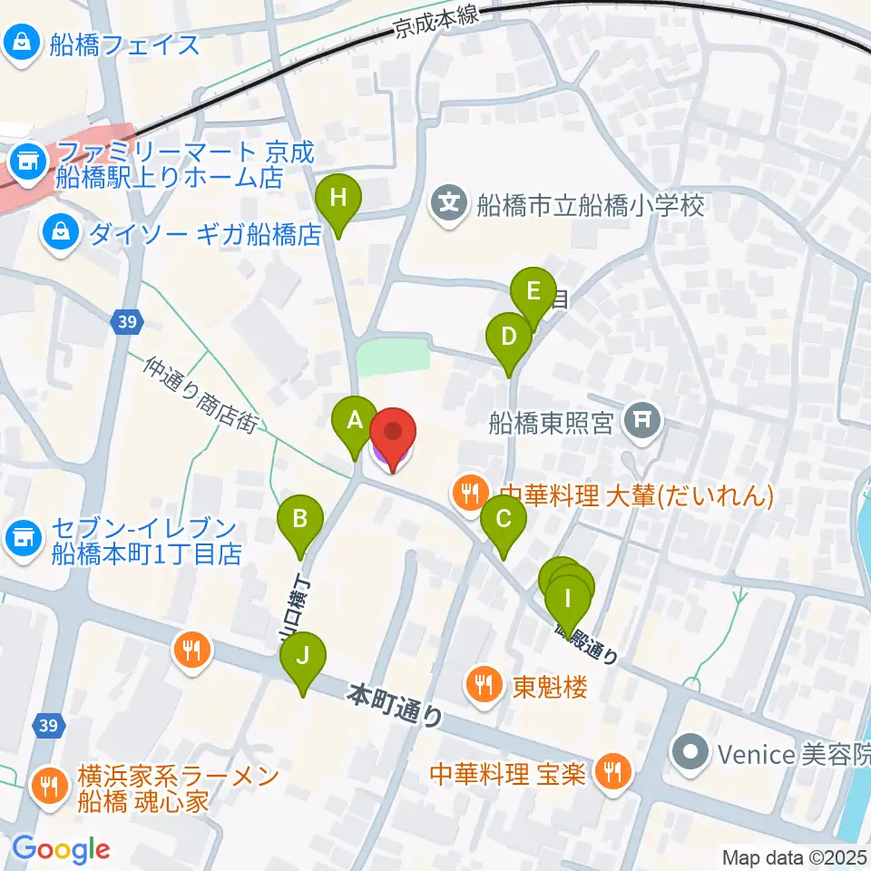 船橋市勤労市民センター周辺の駐車場・コインパーキング一覧地図