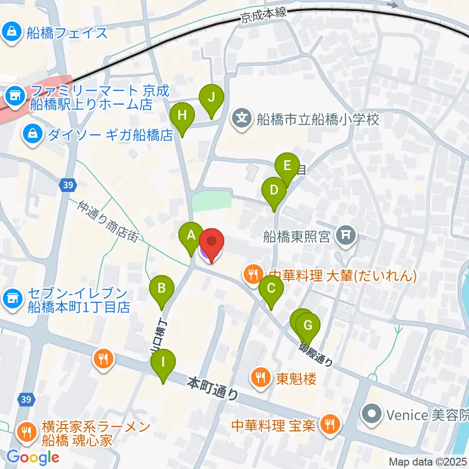 船橋市勤労市民センター周辺の駐車場・コインパーキング一覧地図