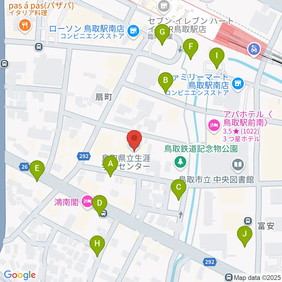 鳥取県立生涯学習センター 県民ふれあい会館周辺の駐車場・コインパーキング一覧地図
