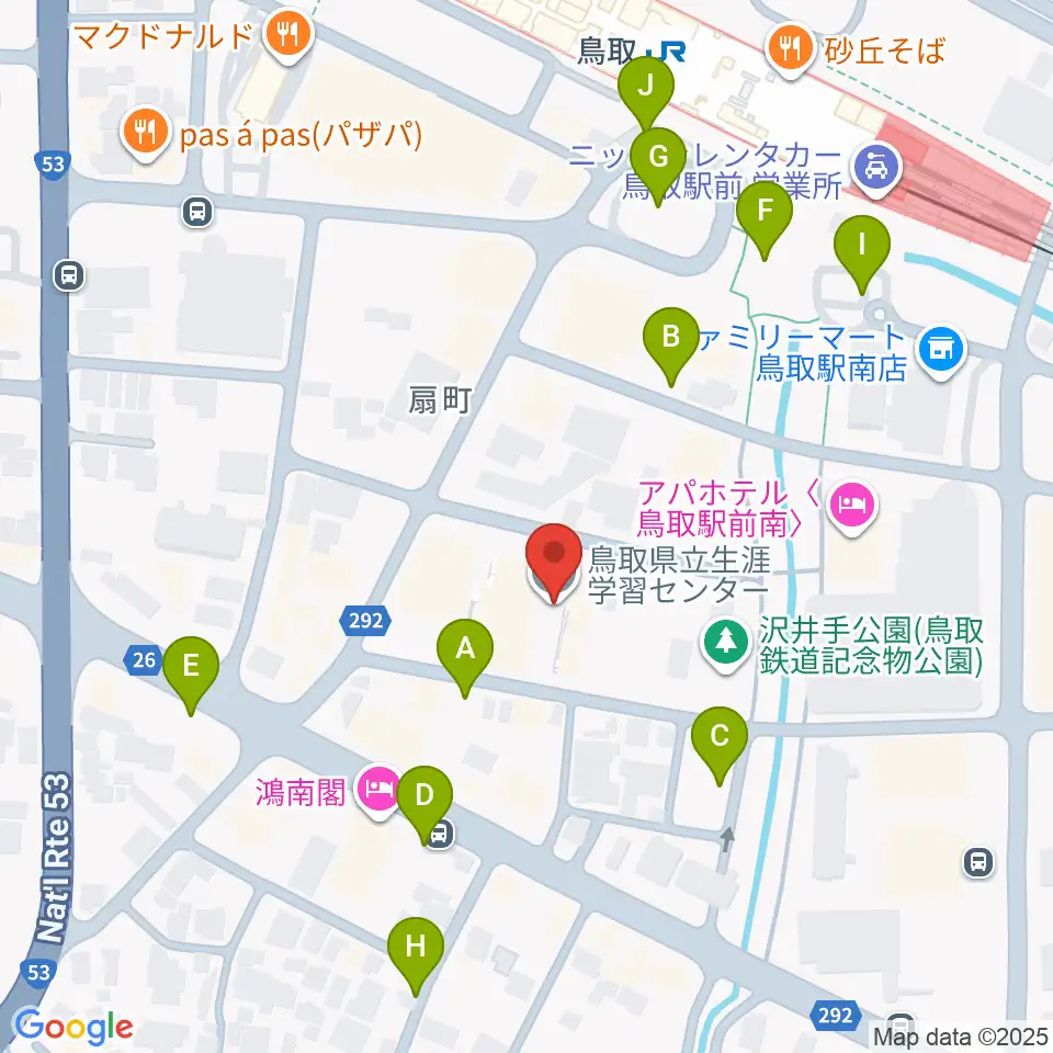 鳥取県立生涯学習センター 県民ふれあい会館周辺の駐車場・コインパーキング一覧地図