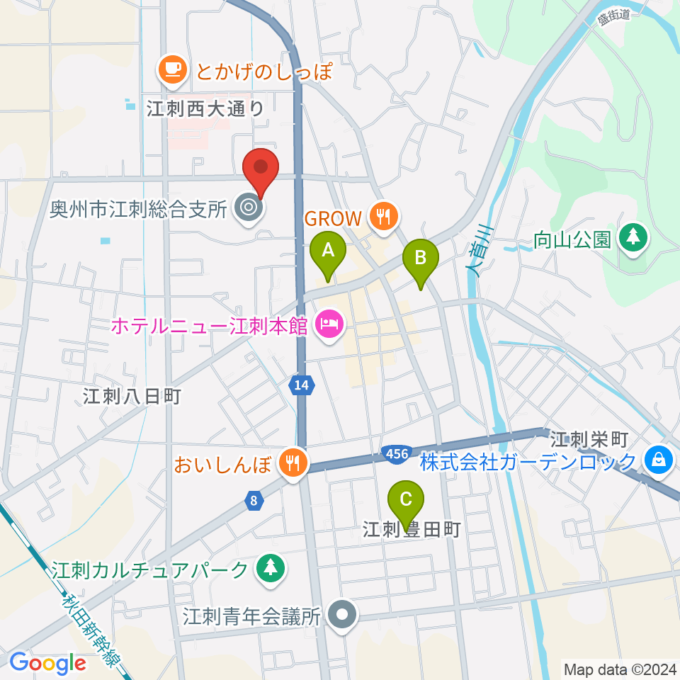 江刺体育文化会館 ささらホール周辺の駐車場・コインパーキング一覧地図