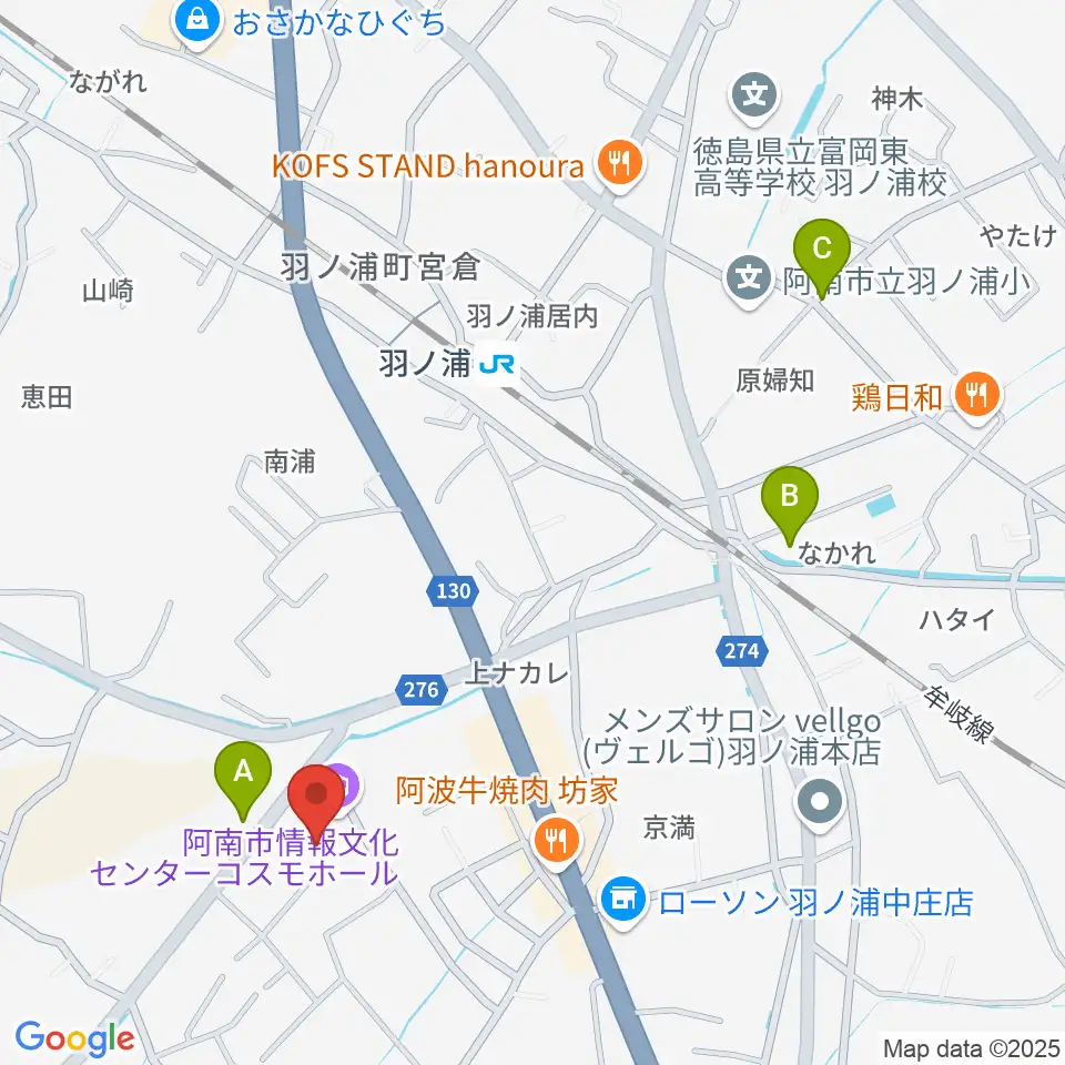 コスモホール(阿南市情報文化センター)周辺の駐車場・コインパーキング一覧地図