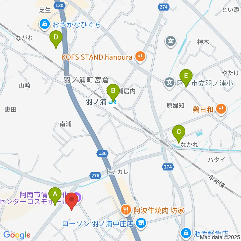 コスモホール（阿南市情報文化センター）周辺の駐車場・コインパーキング一覧地図