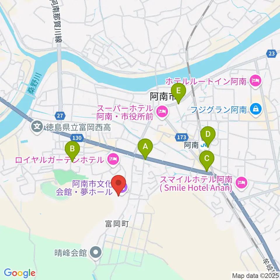 夢ホール（阿南市文化会館）周辺の駐車場・コインパーキング一覧地図