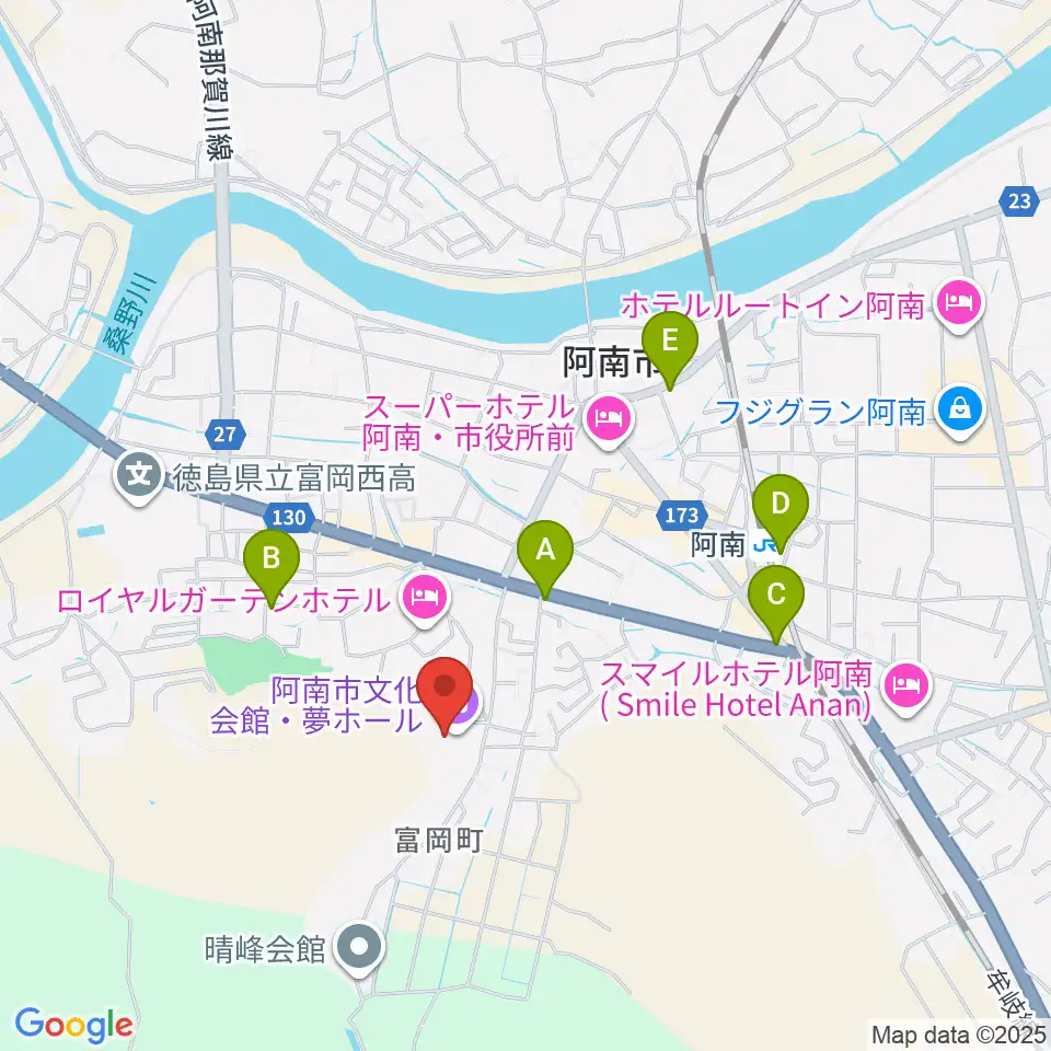 夢ホール（阿南市文化会館）周辺の駐車場・コインパーキング一覧地図