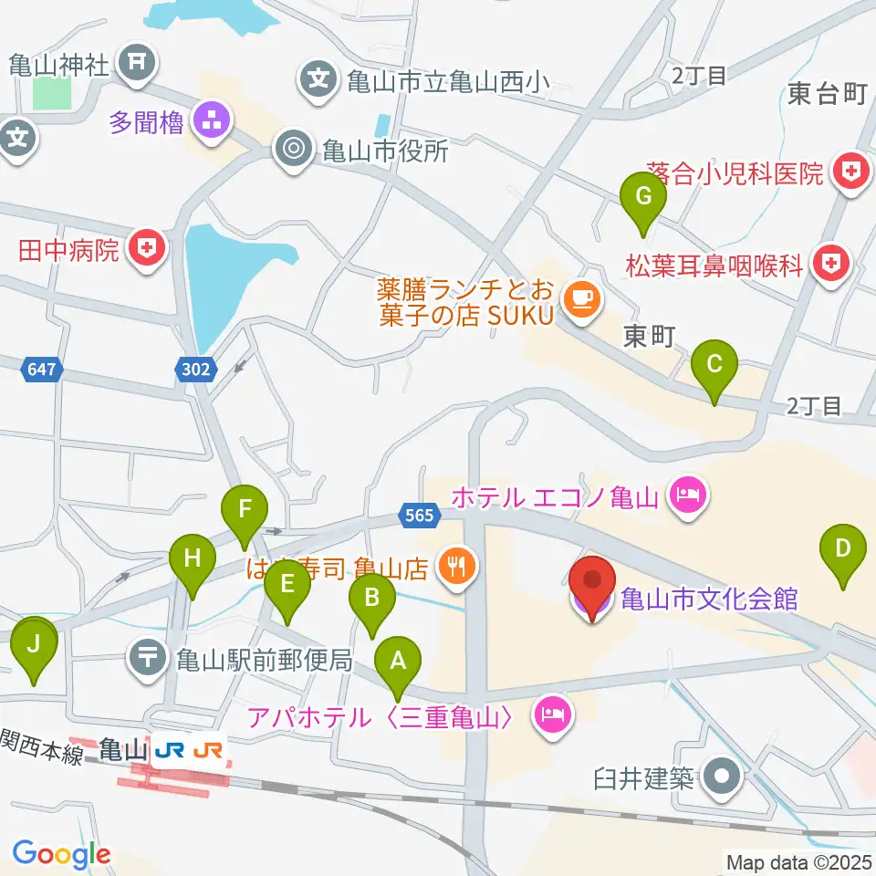亀山市文化会館周辺の駐車場・コインパーキング一覧地図